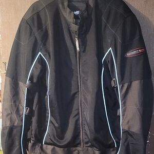 Schott NYC Black Motorcycle Jacket with Armored Panels And Light Blue Piping 2XL
